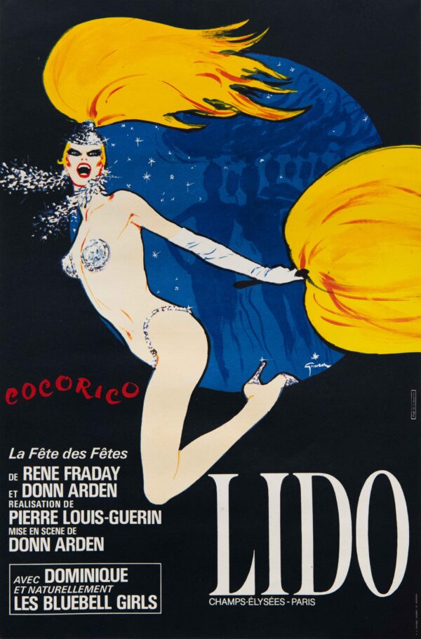 Original Vintage French Lido Cabaret Poster by Rene Gruau, 1981
