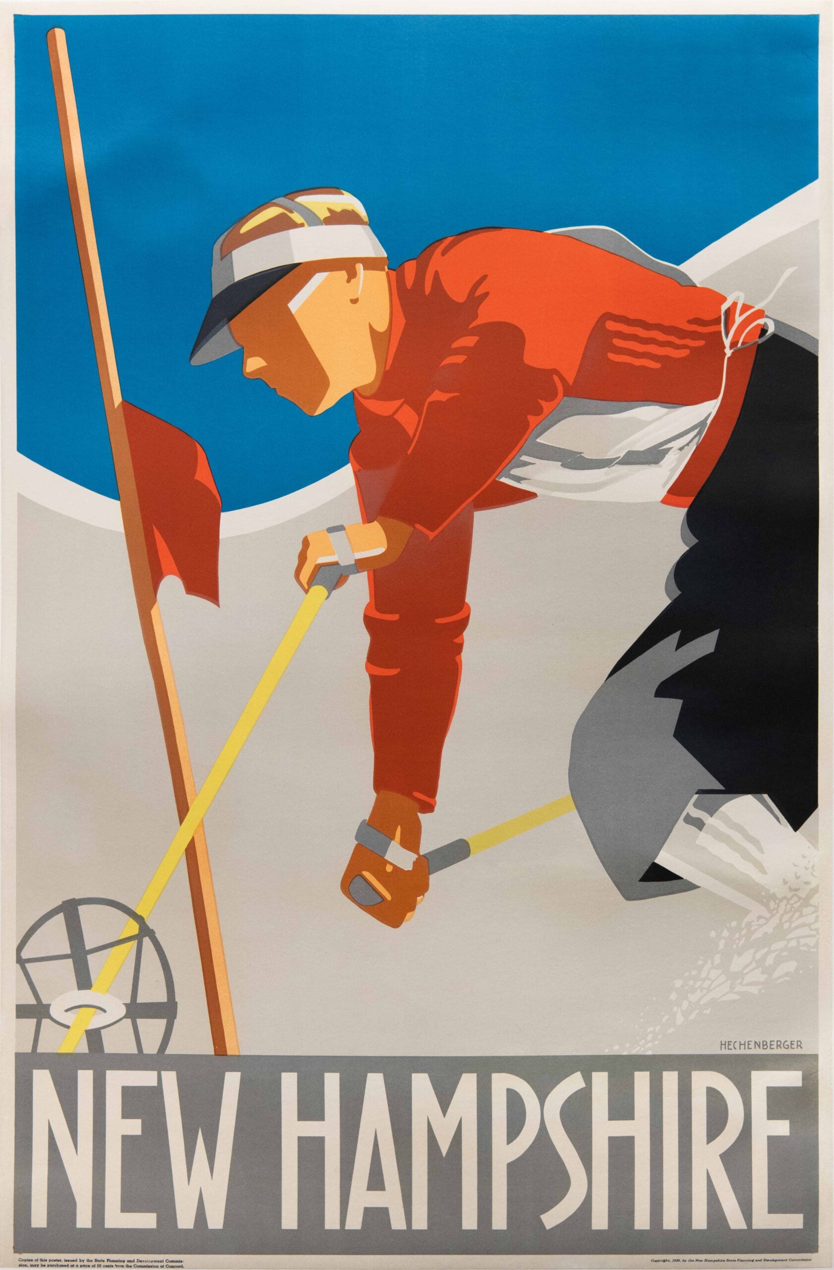 Original Vintage New Hampshire Travel Poster by Lou Hechenberger, 1939