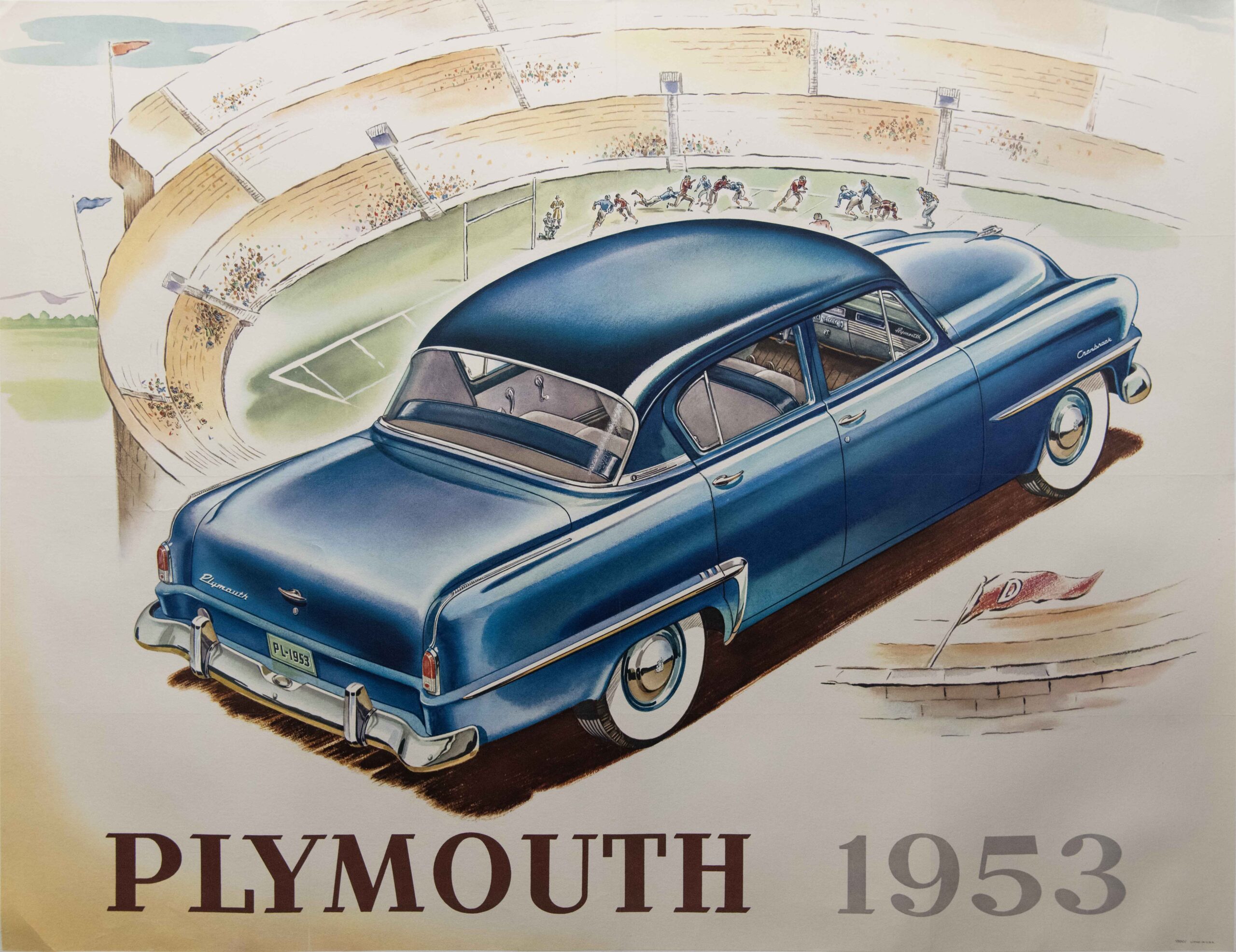 Original Vintage Auto Advertising Poster for Plymouth, 1953