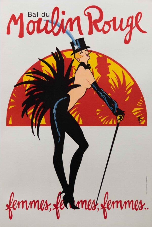 Original Vintage French Moulin Rouge “Femmes, Femmes, Femmes…” Poster by Rene Gruau, 1983 (Small Version)