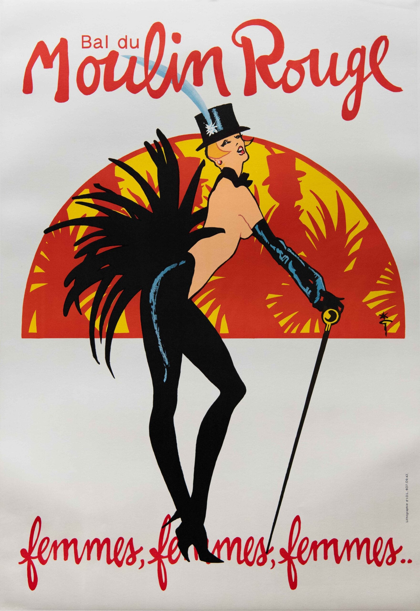 Original Vintage French Moulin Rouge “Femmes, Femmes, Femmes…” Poster by Rene Gruau, 1983